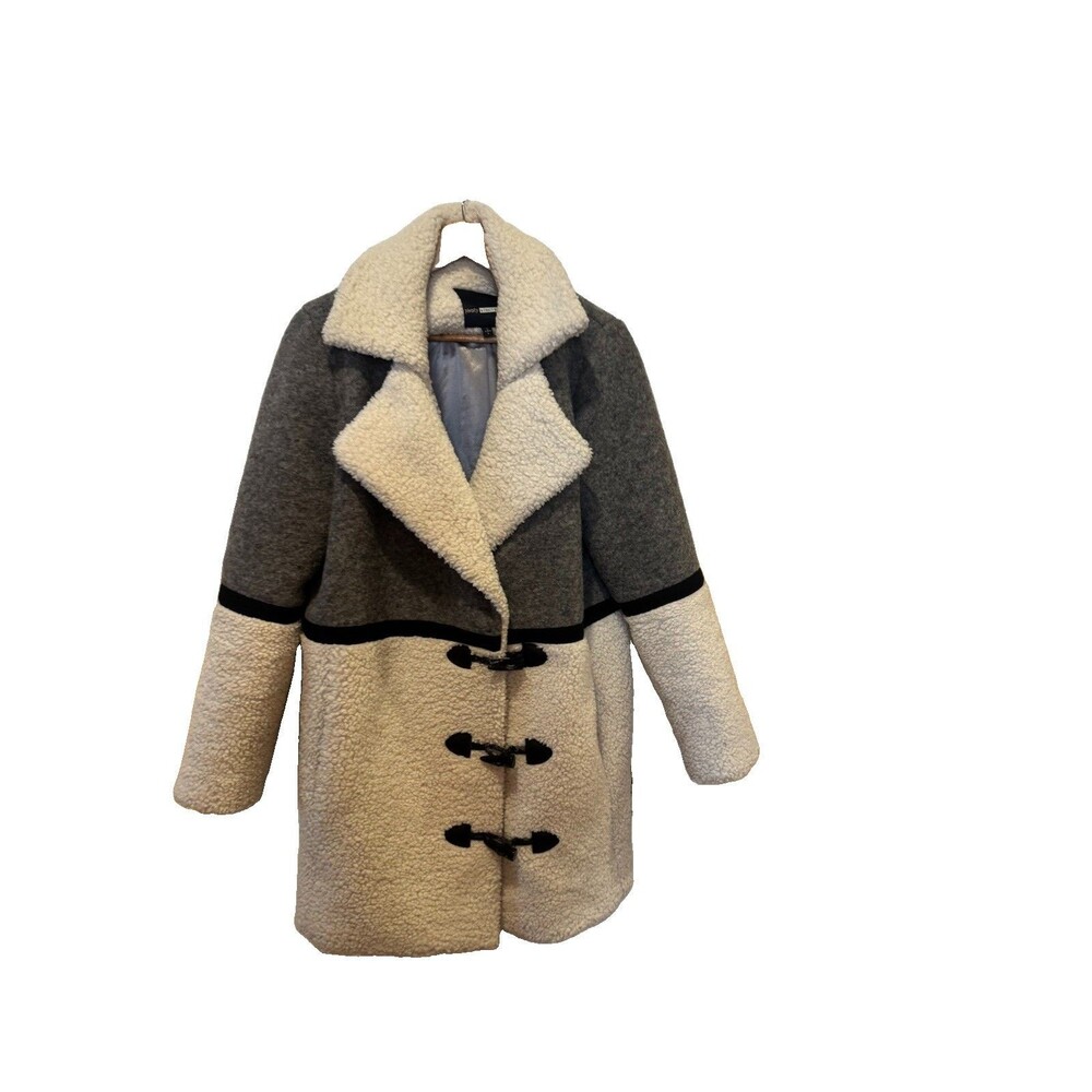 Anthropologie Plenty by Tracy Reese Faux Shearling Wool Toggle Coat Size L